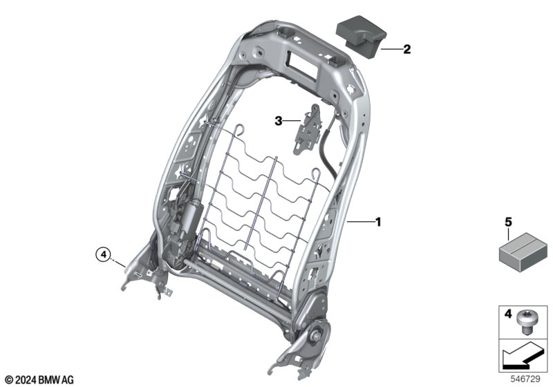 Fotel przedni, rama oparcia  (52_5459) dla BMW 3' G80 M3 LCI M3 Lim ECE