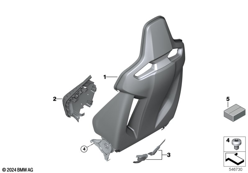 Fotel przedni, rama oparcia  (52_5465) dla BMW 3' G80 M3 LCI M3 Lim ECE