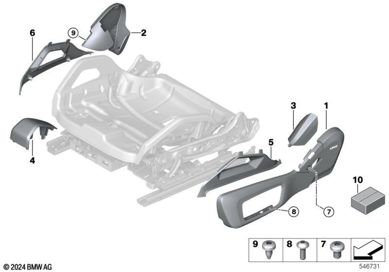 Fotel przedni - osłony fotela elektr.  (52_5467) dla BMW 3' G80 M3 LCI M3 Lim ECE